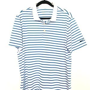 Nike Golf Polo , Large / White w/ Blue Stripes